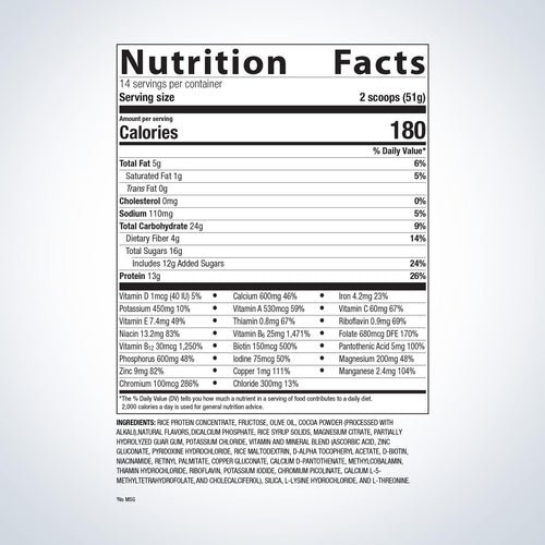 UltraMeal Rice/Essential Nutrition Shake (Chocolate 1lb,9.18oz)